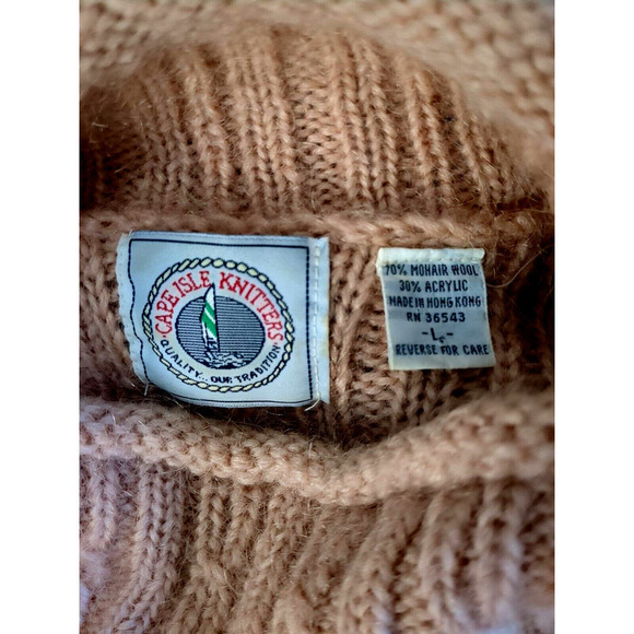 Cape Isle Knitters Sweater Cable Knit Mohair Wool Blend pink/peach - Picture 3 of 3